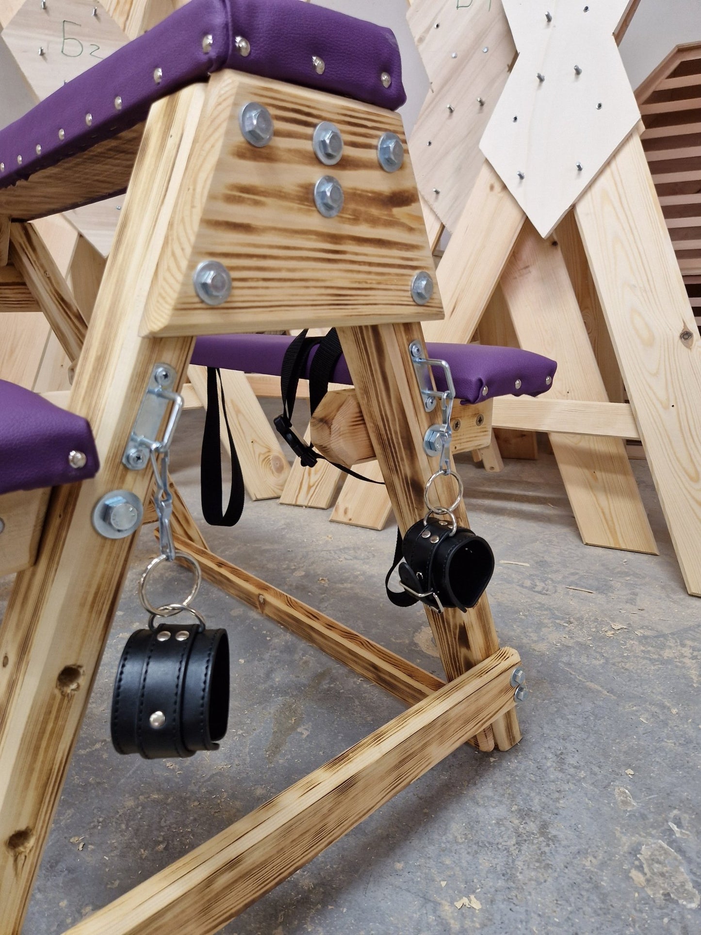 Sensual Purple Bondage Bench for a Thrilling Sex Dungeon Experience - BDSMWoody