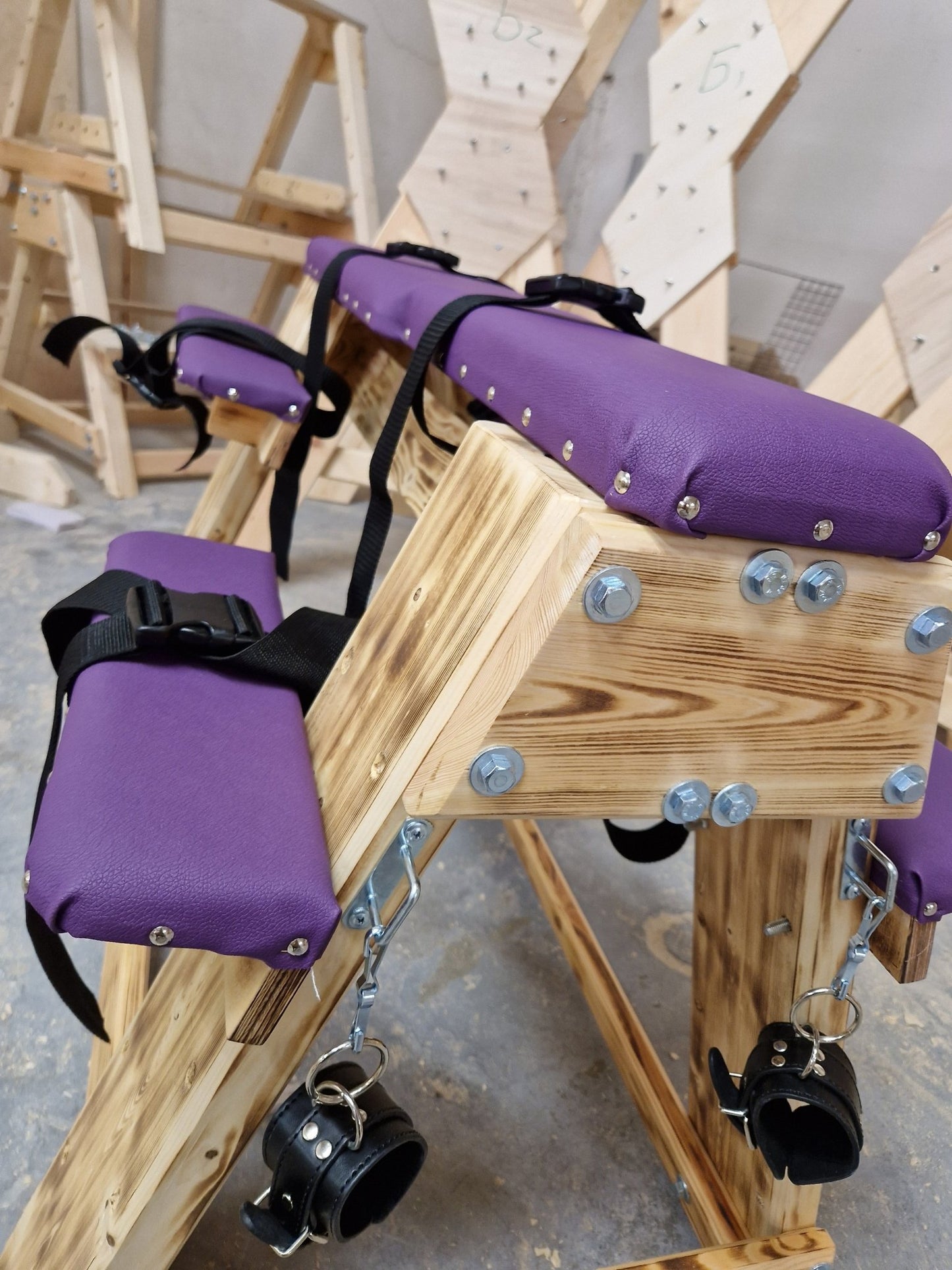 Enjoy Ultimate Comfort with This Stylish Sex Furniture - Purple Bondage Bench - BDSMWoody