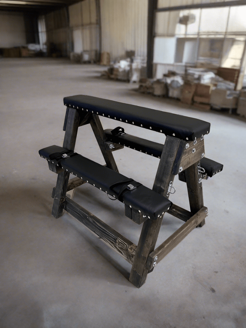 spanking bench, bdsm bench, natural wood bondage bench, dungeon furniture, fetish bench, eco bdsm furniture, bdsm gear, spanking furniture, bdsm germany, bdsm usa, bdsm france, bondage bench adjustable, handcrafted bdsm furniture