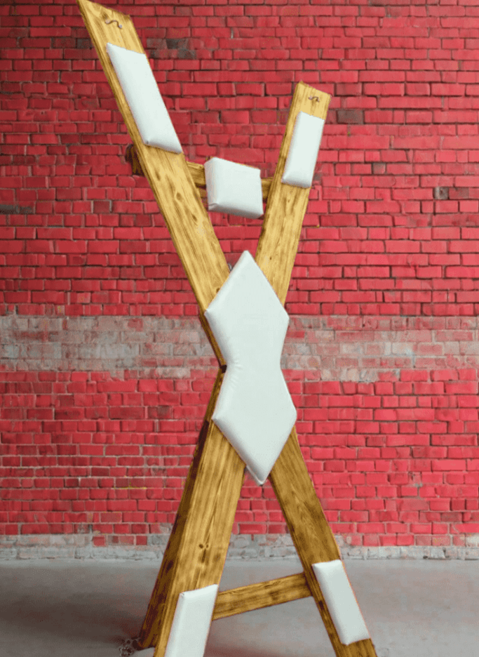 St. Andrews White Cross without footrest. BDSM dungeon or secret room furniture - BDSMWoody