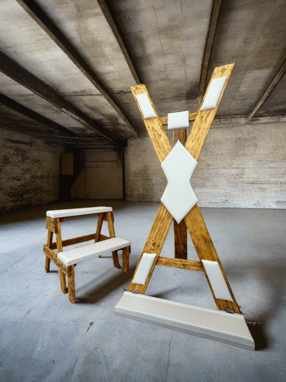 bdsm cross, st andrews cross, bondage furniture, dungeon furniture, bdsm furniture, wall cross, eco leather bdsm, sex cross, fetish furniture, handcrafted bdsm, wooden cross, dungeon gear, sex furniture
