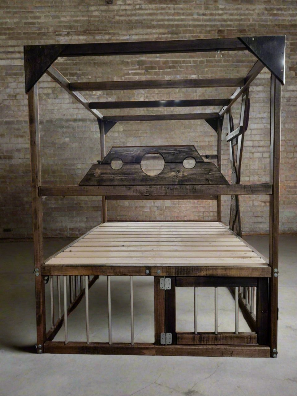 Bedroom Playground Queen Size BDSM Bed with Removable Cross for Love Pleasures - Strong Crossbars for Support - BDSMWoody
