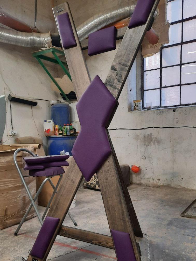 St. Andrews Cross without footrest. BDSM dungeon or secret room furniture - BDSMWoody