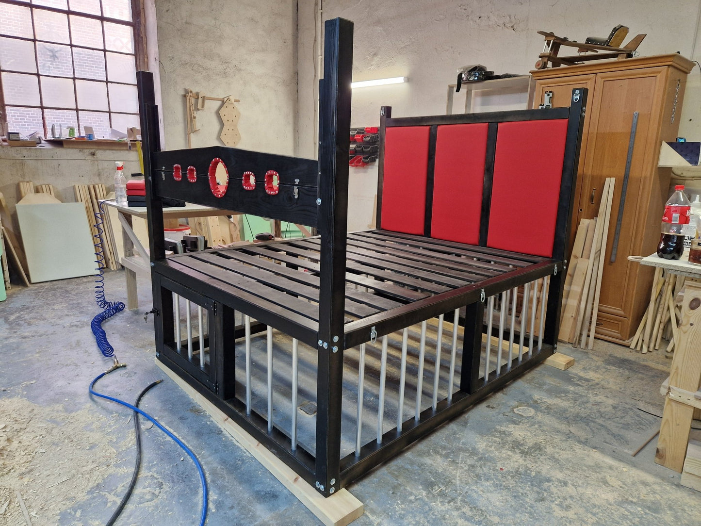 Luxurious King Size BDSM Wooden Bed with Unique Restraining Options - Adult Play Furniture - BDSMWoody