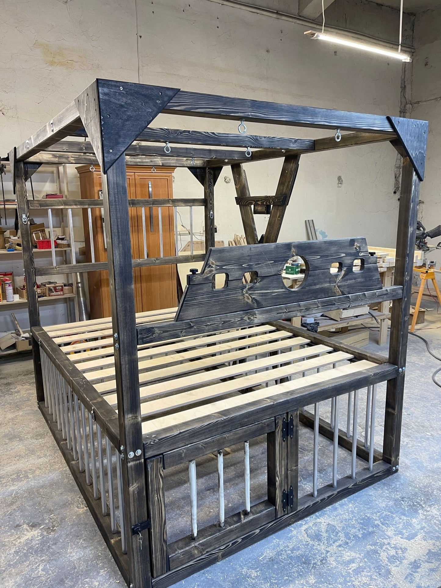 Bedroom Playground Queen Size BDSM Bed with Removable Cross for Love Pleasures - Strong Crossbars for Support - BDSMWoody