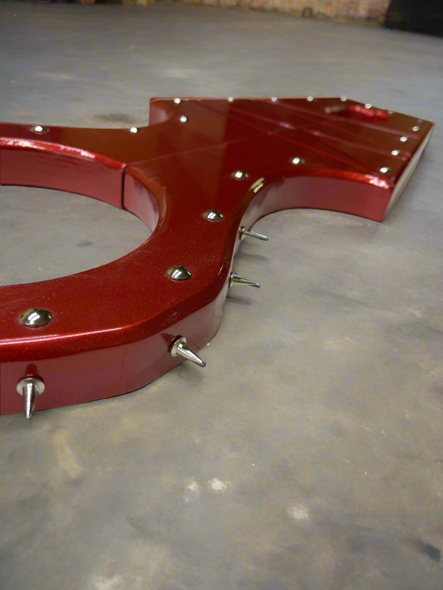 Red Wooden Shackles and Collar - Spiked Design for Thematic Wear - BDSMWoody