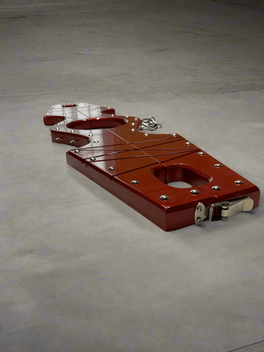 Red Wooden Shackles and Collar - Spiked Design for Thematic Wear - BDSMWoody