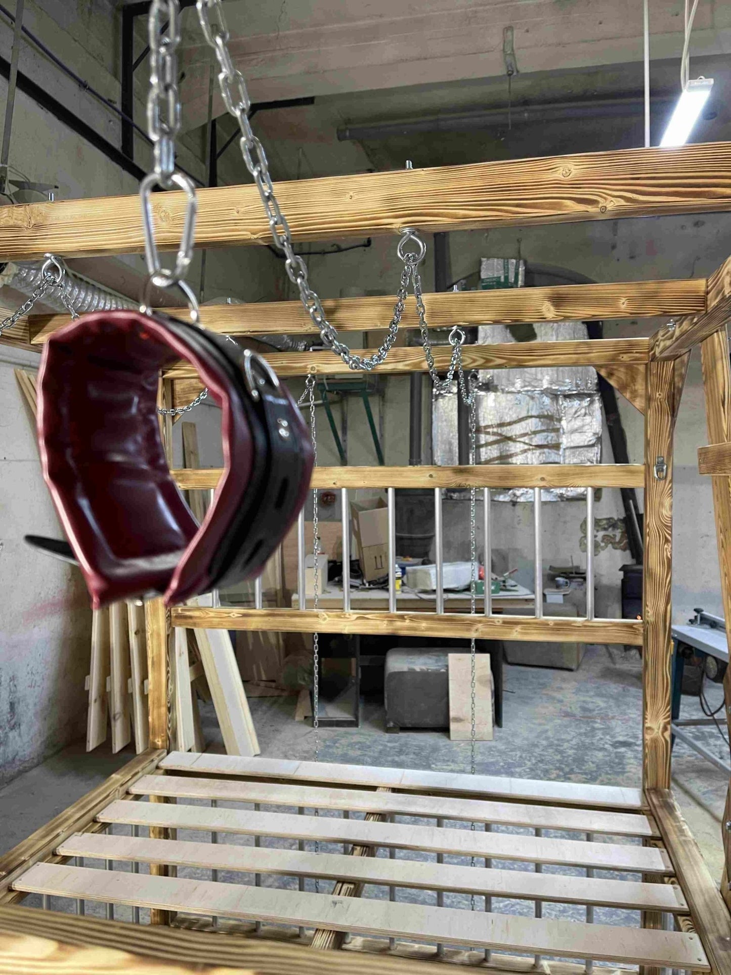 Bedroom Playground Queen Size BDSM Bed with Removable Cross for Love Pleasures - Strong Crossbars for Support - BDSMWoody