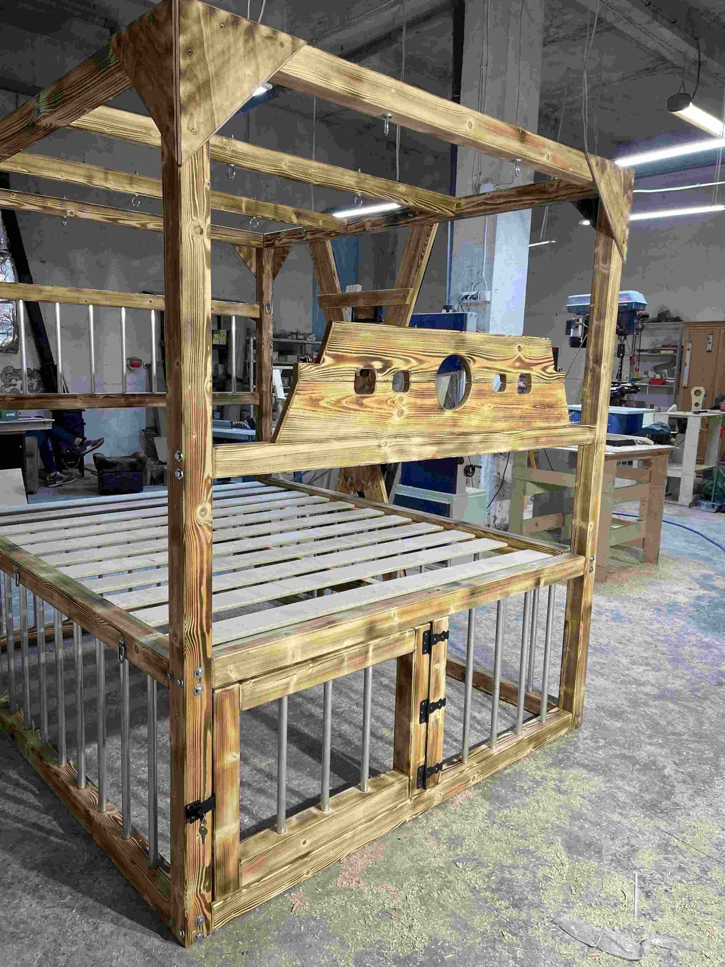 Bedroom Playground Queen Size BDSM Bed with Removable Cross for Love Pleasures - Strong Crossbars for Support - BDSMWoody