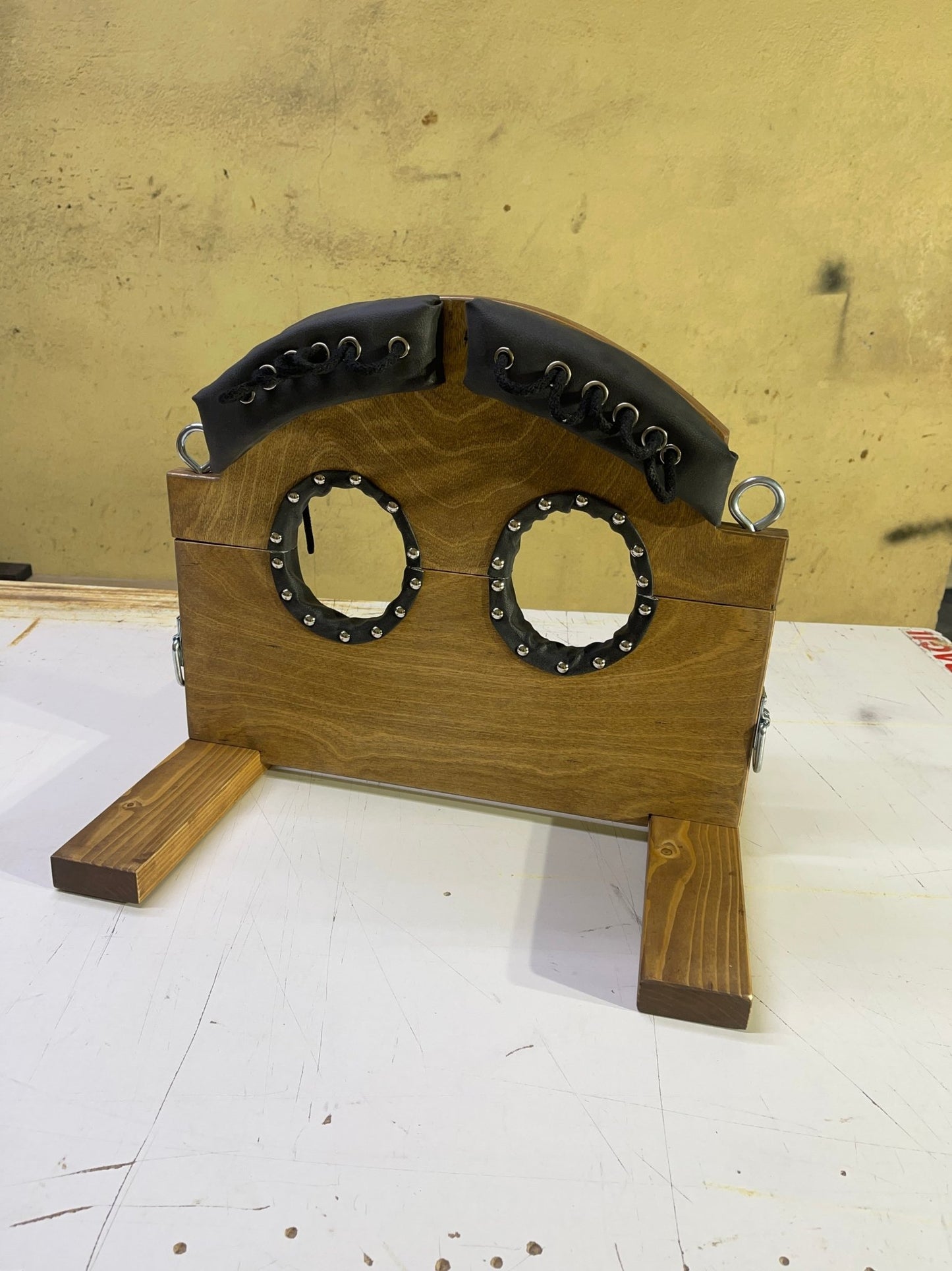 BDSM Foot Fetish Fixation: Handcrafted Leg Shackles Bondage Furniture - BDSMWoody