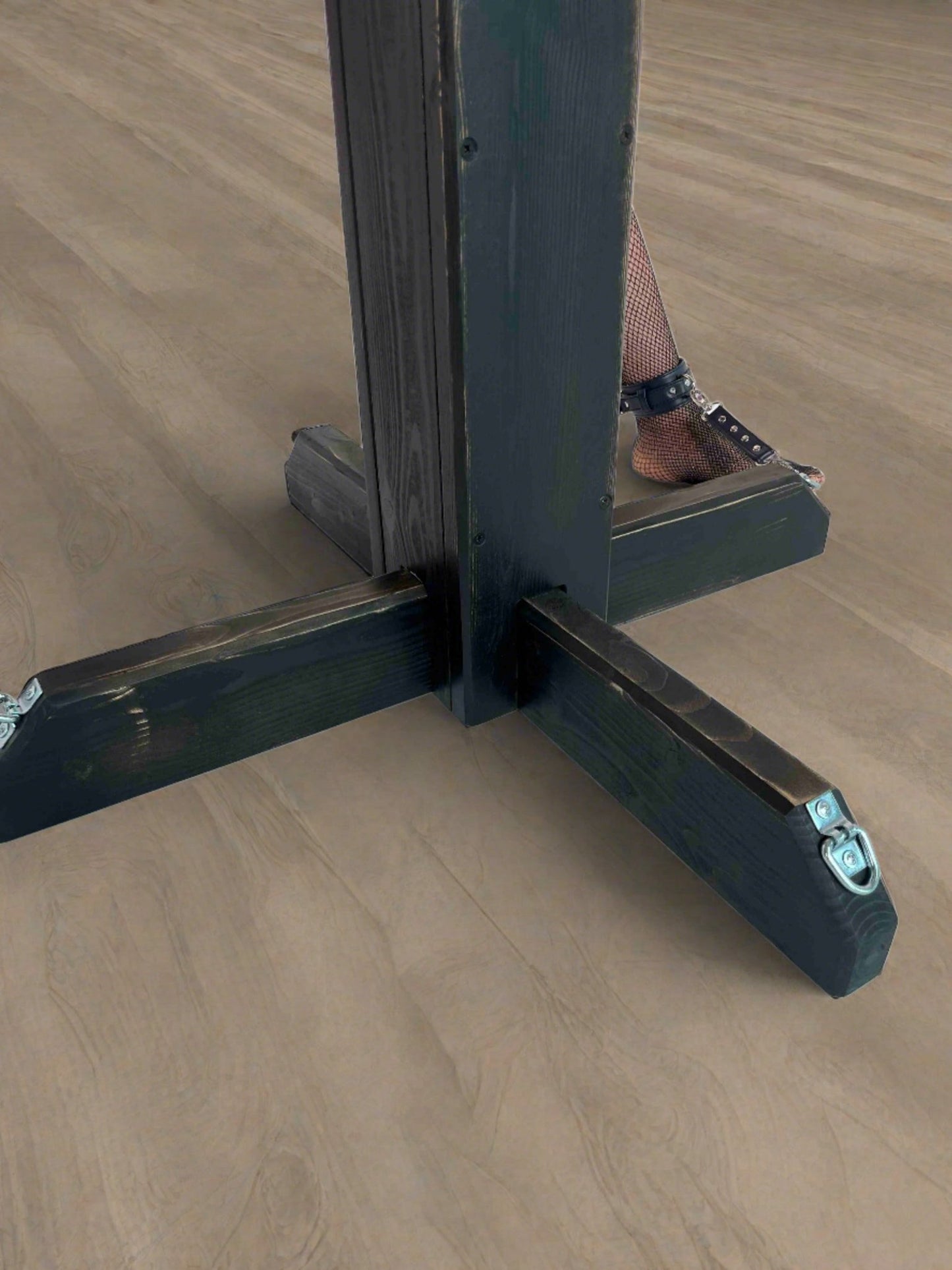 Shackled Delight: Wooden Post for BDSM Fixation and Play - BDSMWoody