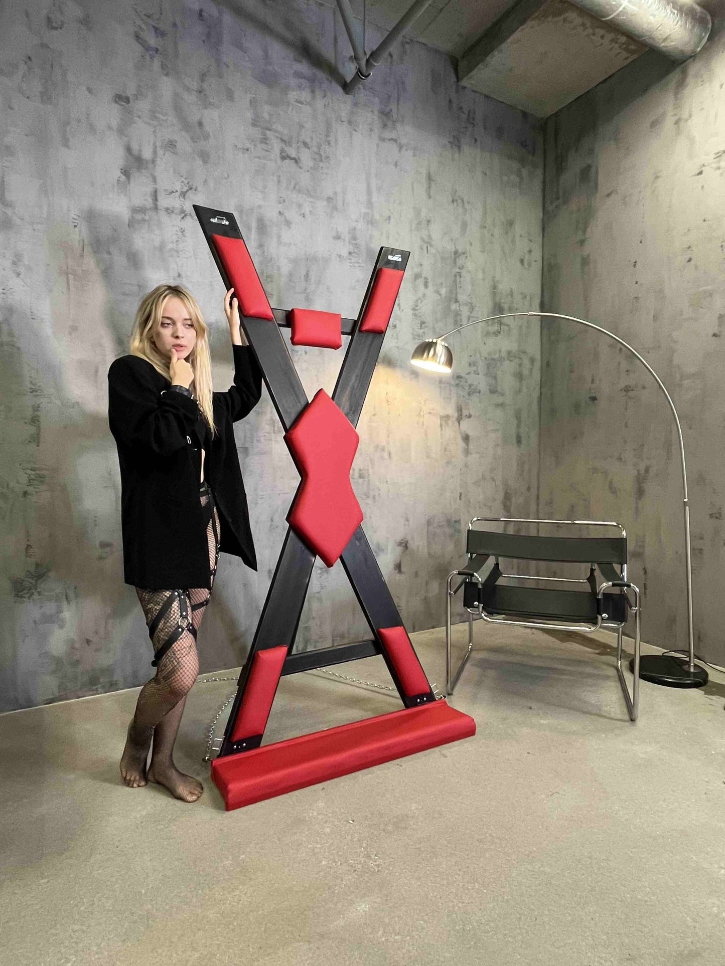 St. Andrews White Cross without footrest. BDSM dungeon or secret room furniture - BDSMWoody