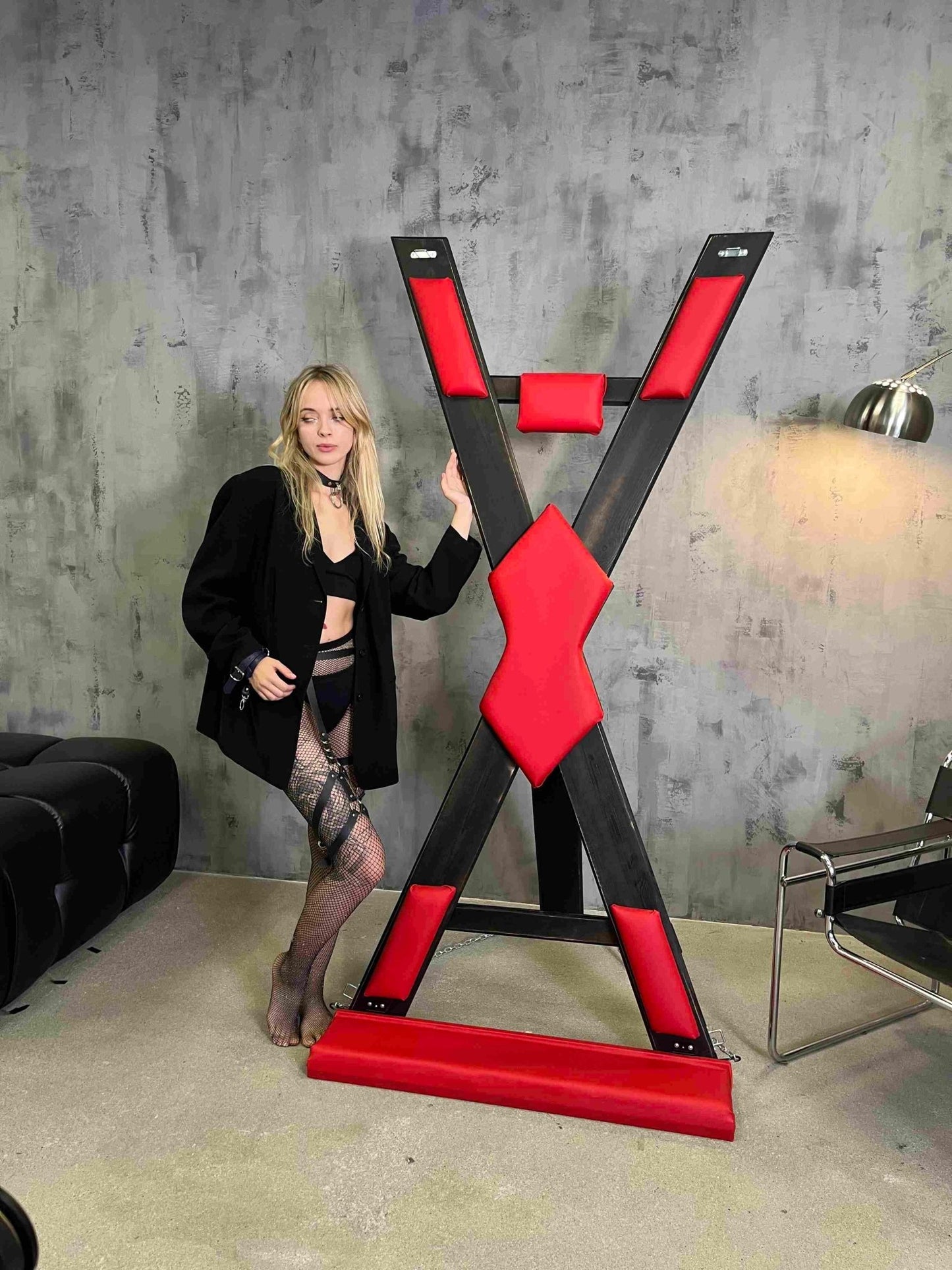 Custom BDSM Furniture - St. Andrews Cross for your Dungeon or Playroom without footrest - BDSMWoody