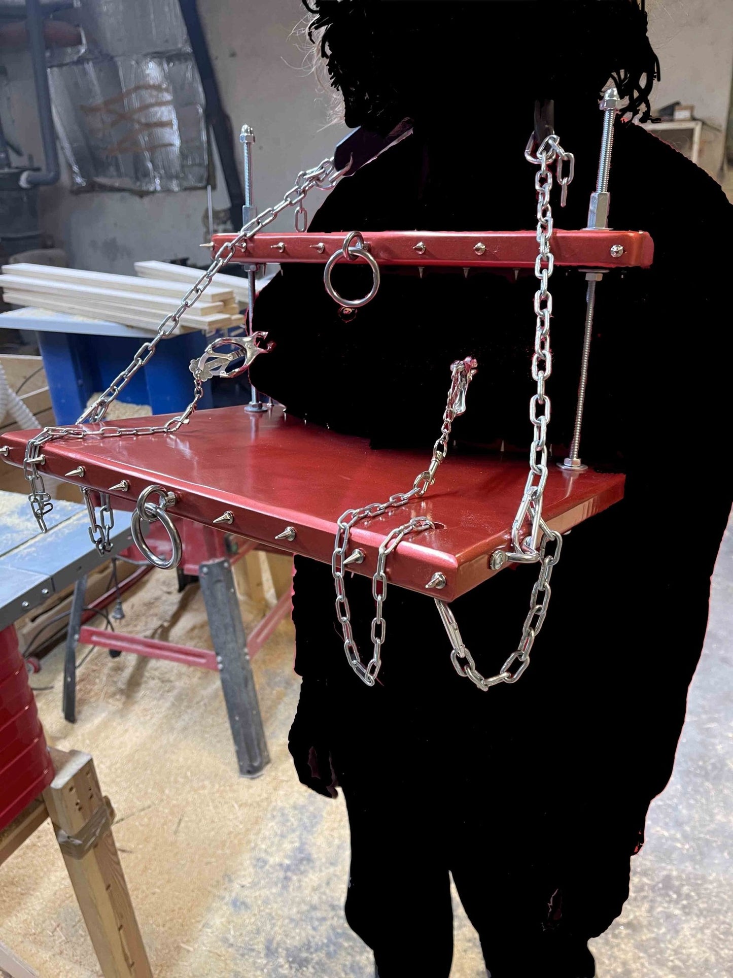 Unique BDSM Serving Table - Personalized Wooden Shackles & Chest Clamps Available - BDSMWoody