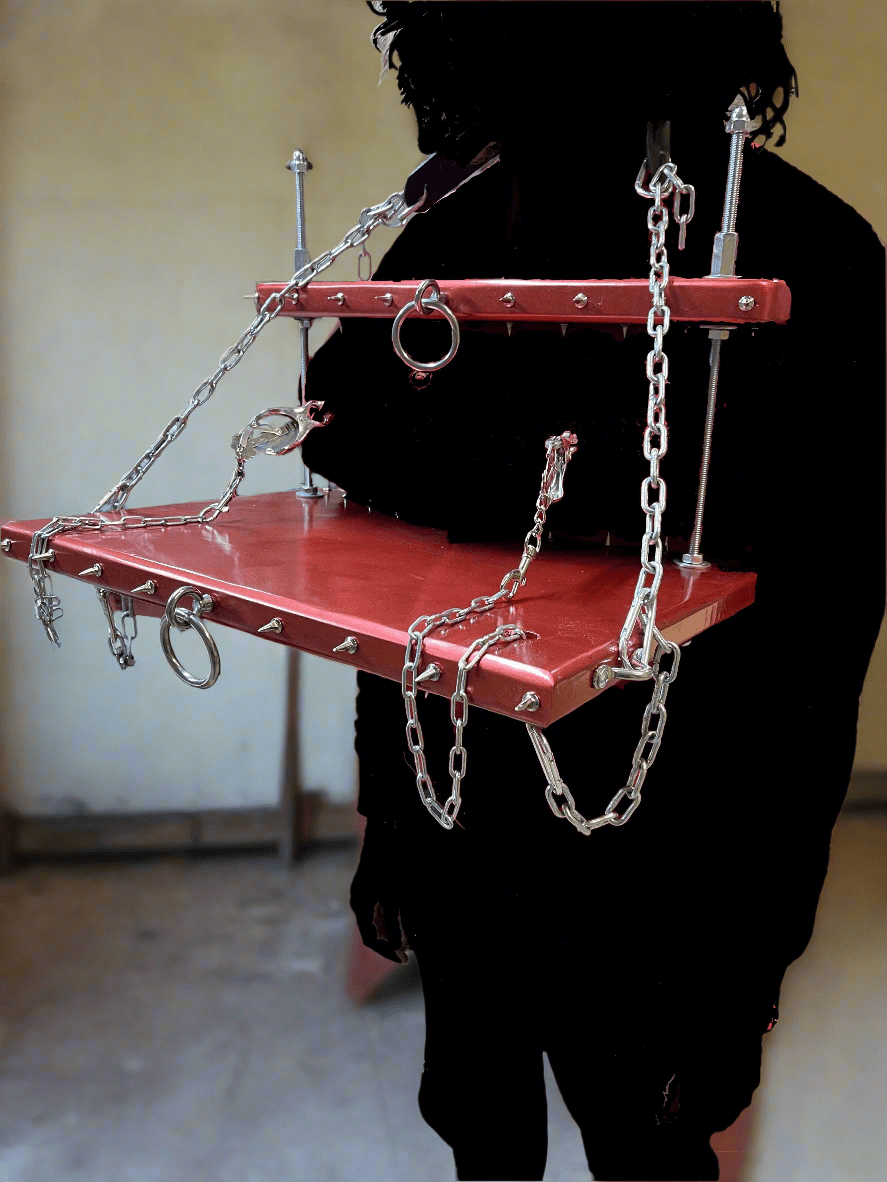 Unique BDSM Serving Table - Personalized Wooden Shackles & Chest Clamps Available - BDSMWoody