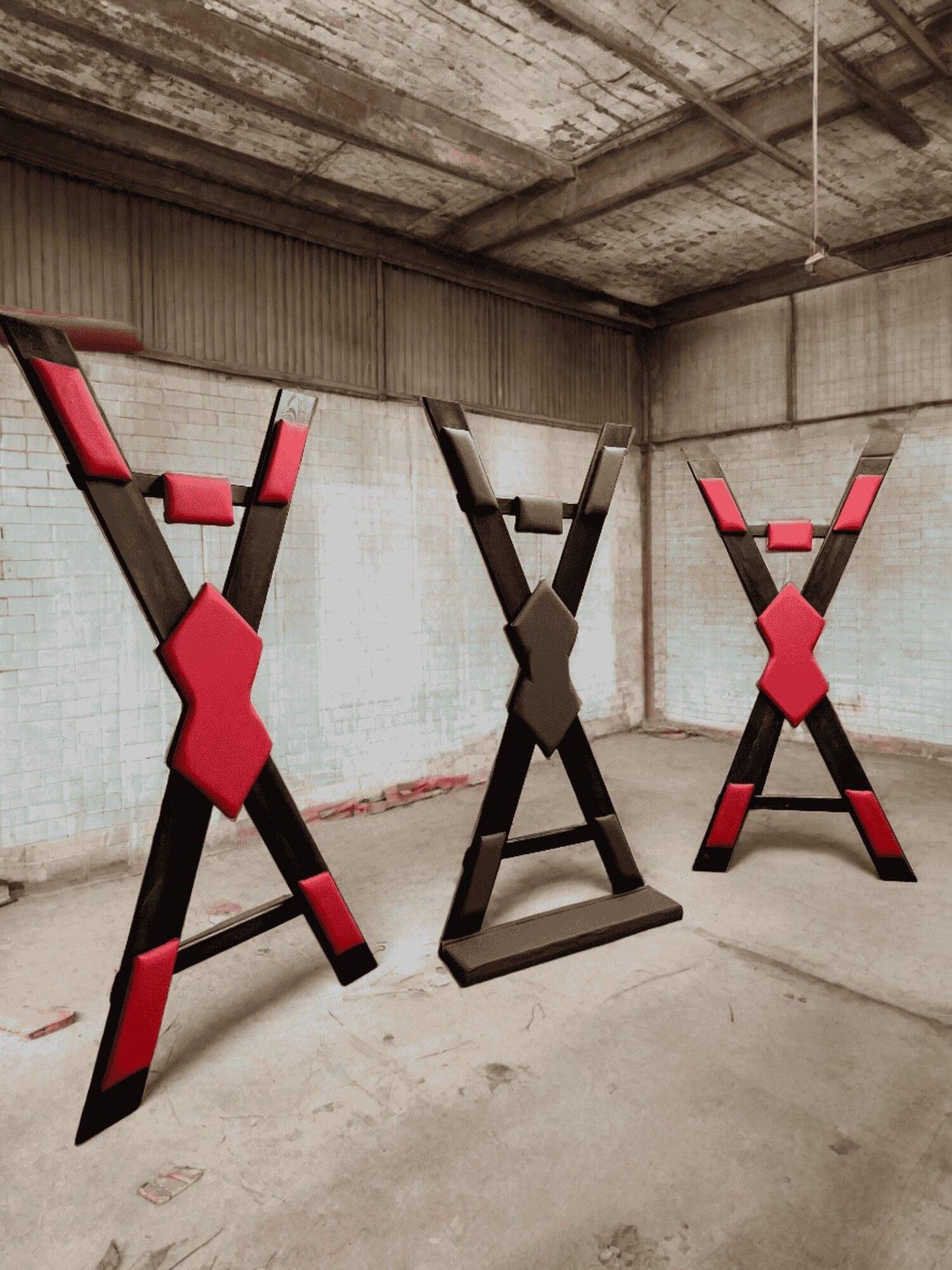 Handcrafted BDSM Wooden St Andrews Cross with Footrest - Dungeon Furniture - BDSMWoody