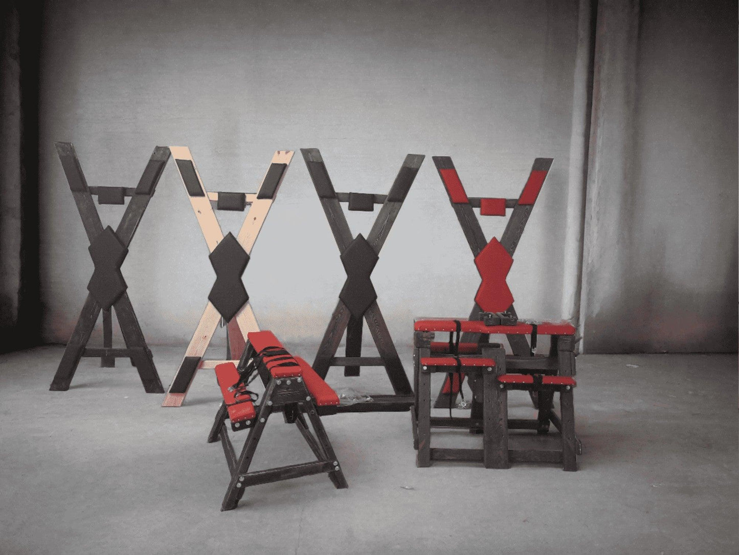 Handcrafted BDSM Wooden St Andrews Cross with Footrest - Dungeon Furniture - BDSMWoody