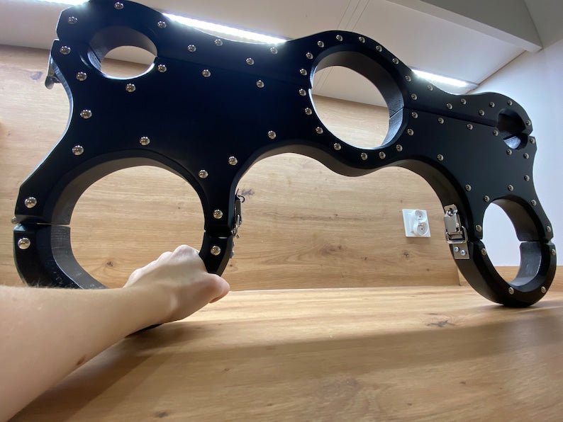 Natural wood BDSM shackles, dungeon, bondage, Sex furniture, handcuffs - BDSMWoody