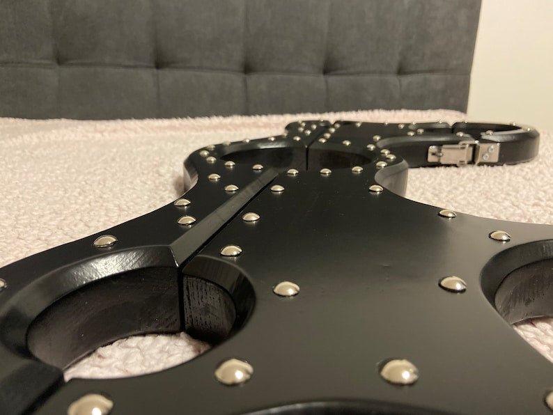 Natural wood BDSM shackles, dungeon, bondage, Sex furniture, handcuffs - BDSMWoody