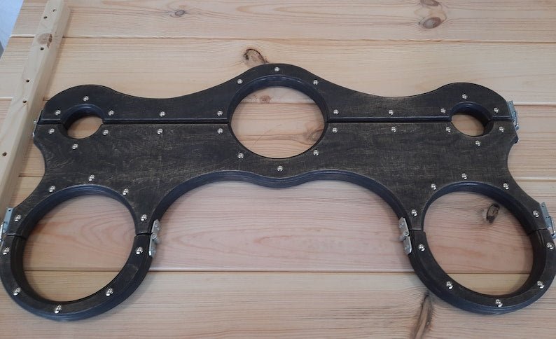 Natural wood BDSM shackles, dungeon, bondage, Sex furniture, handcuffs - BDSMWoody