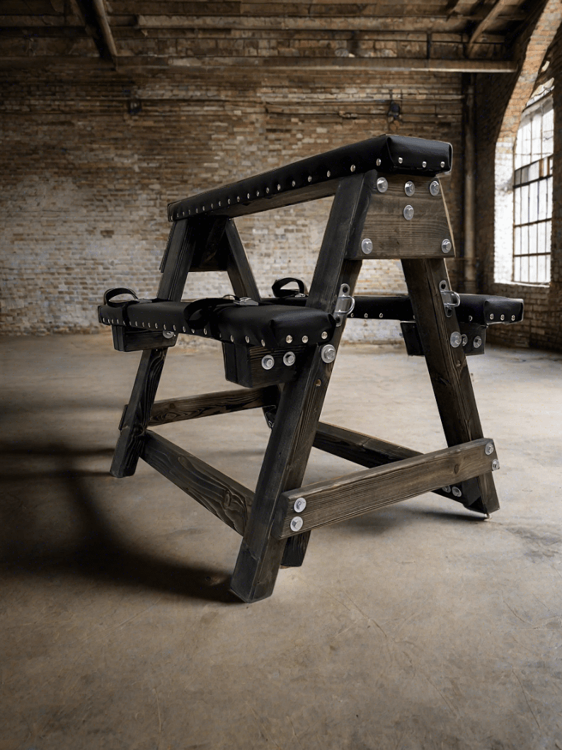 Adjustable Natural Wood Spanking Bench Handcrafted BDSM Furniture adjustable-natural-wood-spanking-bench-handcrafted-bdsm-furniture