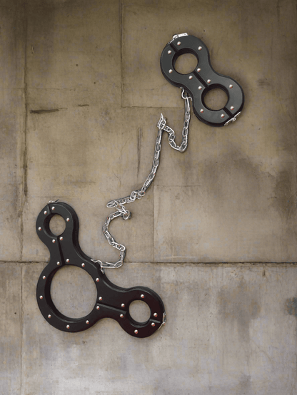 Handcrafted Wooden Shackles Set for Neck, Hands, and Legs - BDSM Accessories with Adjustable Chain Length