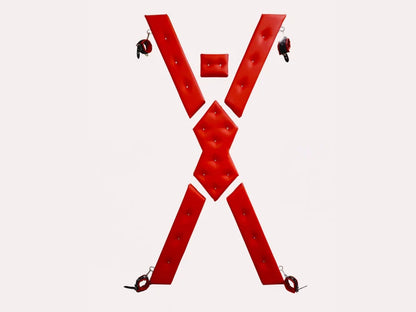 Red Leather St. Andrews Cross - Essential Dungeon Furniture for BDSM Enthusiasts