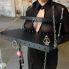 Unique BDSM Serving Table - Personalized Wooden Shackles & Chest Clamps Available