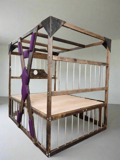 Bedroom Playground Queen Size BDSM Bed with Removable Cross for Love Pleasures - Strong Crossbars for Support