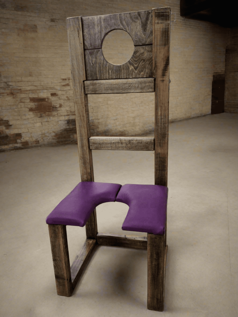 Explore Your Kinks with our Purple Bondage Chair - Perfect for BDSM Enthusiasts