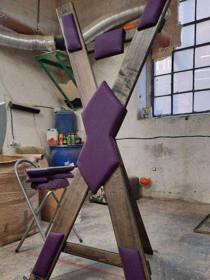 St. Andrews Cross without footrest. BDSM dungeon or secret room furniture