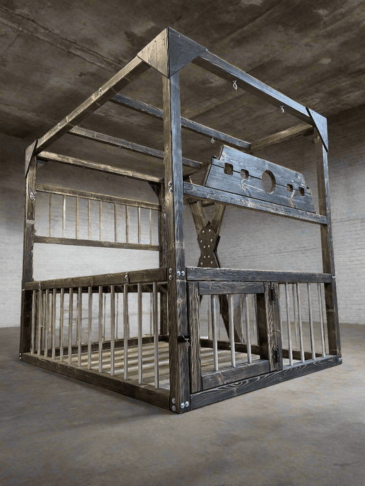 bdsm bed, bondage bed, queen size bdsm bed, bdsm furniture, bed with cross, dungeon bed, bondage furniture, fetish bed, sex furniture, St. Andrew’s Cross bed, bondage bedroom, bdsm playroom, handmade bdsm bed, bdsm bed frame, heavy duty bdsm bed, Germany bdsm furniture, France fetish bed, USA bdsm bed