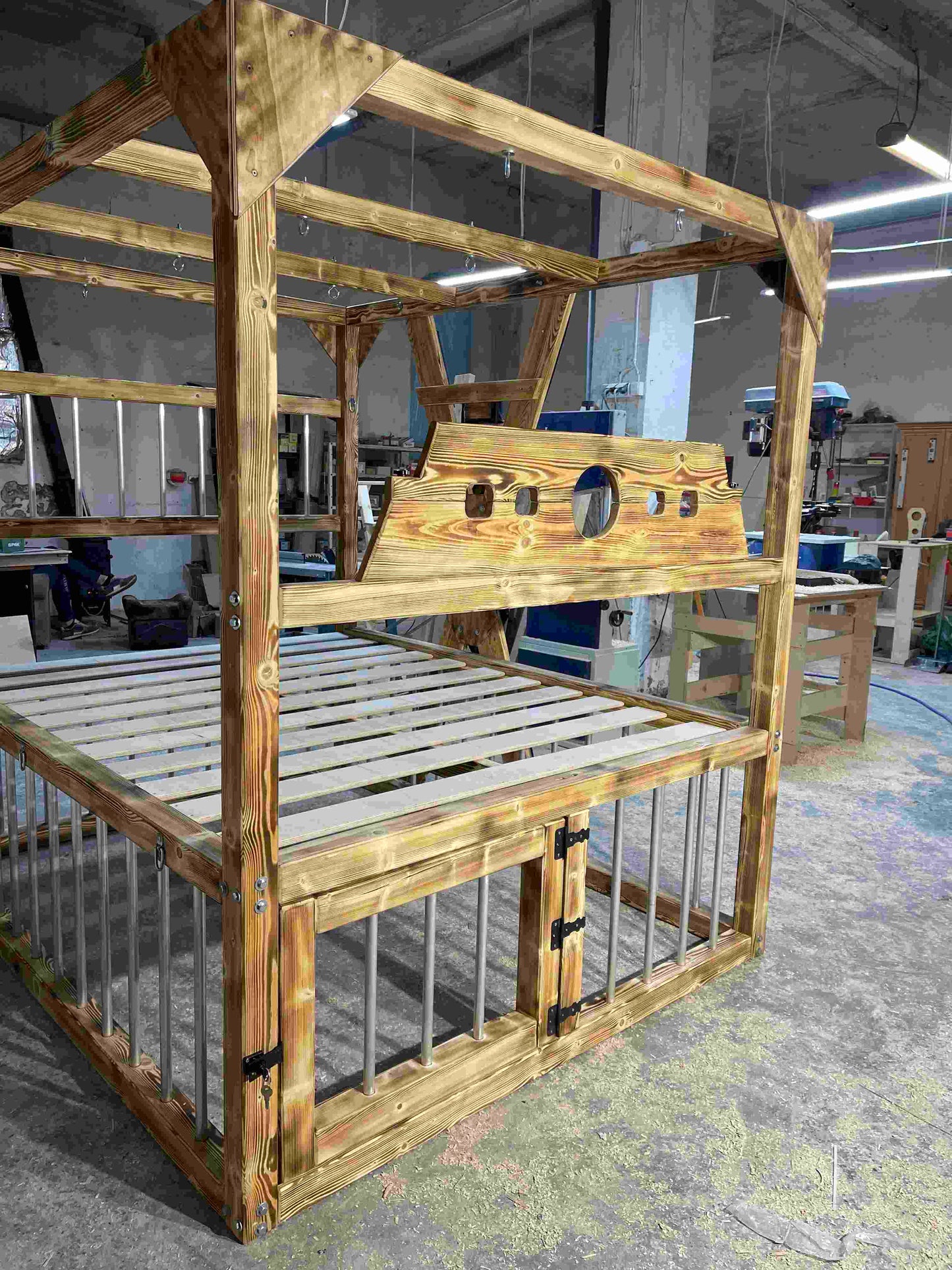 Bedroom Playground Queen Size BDSM Bed with Removable Cross for Love Pleasures - Strong Crossbars for Support