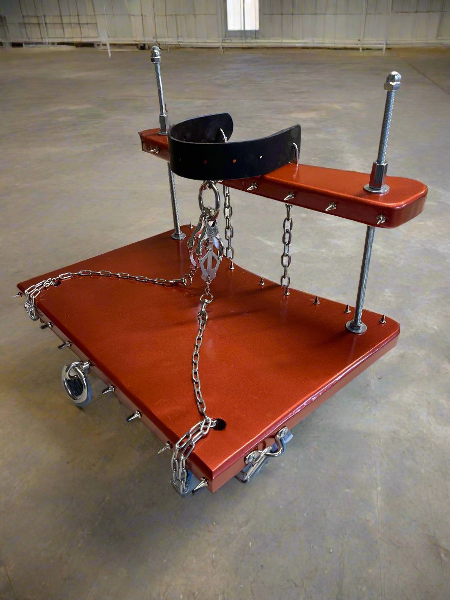 Unique BDSM Serving Table - Personalized Wooden Shackles & Chest Clamps Available