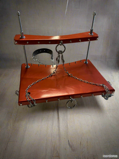 Unique BDSM Serving Table - Personalized Wooden Shackles & Chest Clamps Available