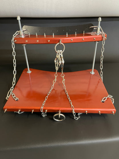 Unique BDSM Serving Table - Personalized Wooden Shackles & Chest Clamps Available