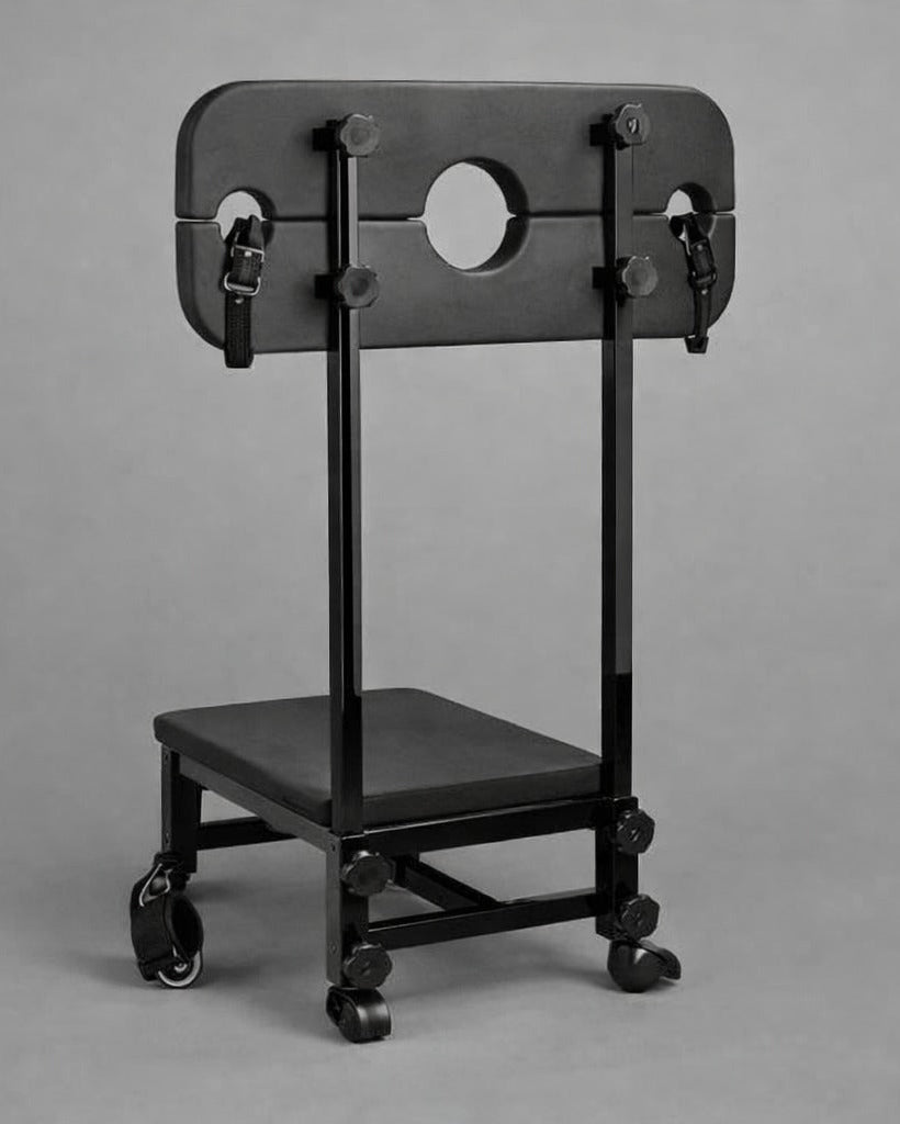 Steel BDSM Kneeling Bench & Pillory – Adjustable Bondage Chair with Cushioned Support - BDSMWoody