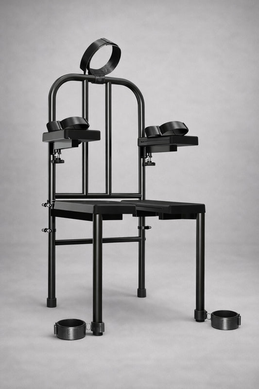Steel BDSM Restraint Chair – Adjustable Bondage Chair with Multiple Attachment Points - BDSMWoody