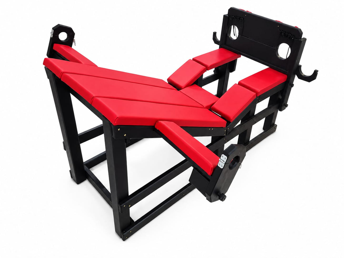Wooden restraint chair with removable bondage accessories