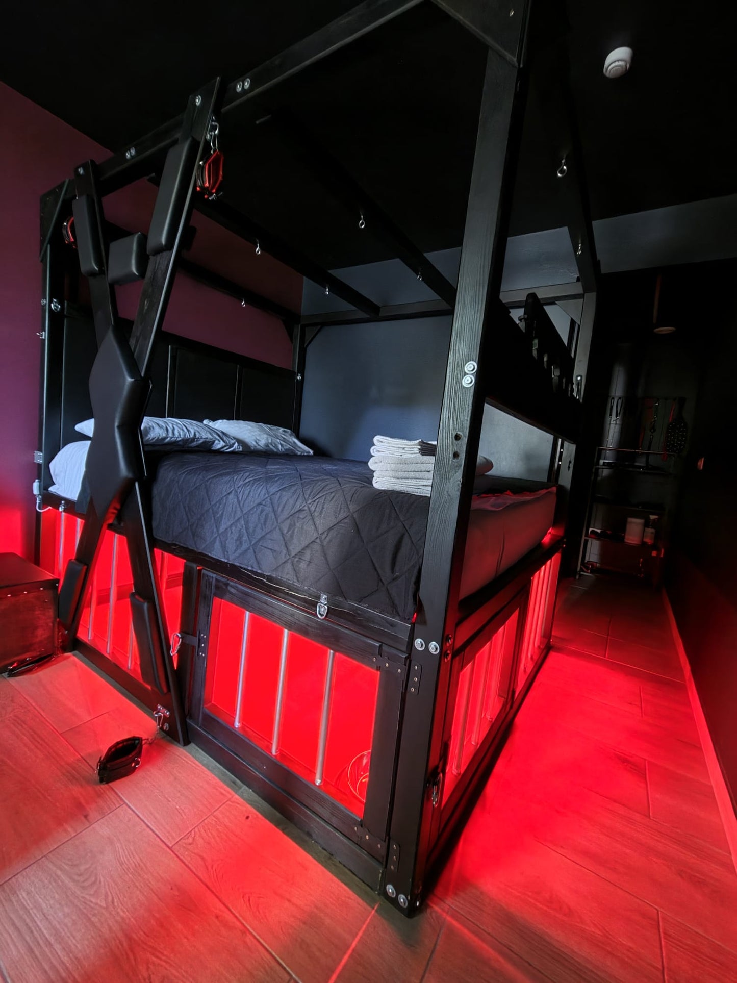Luxury BDSM Cage Bed – Solid Pine, St. Andrew’s Cross - BDSMWoody