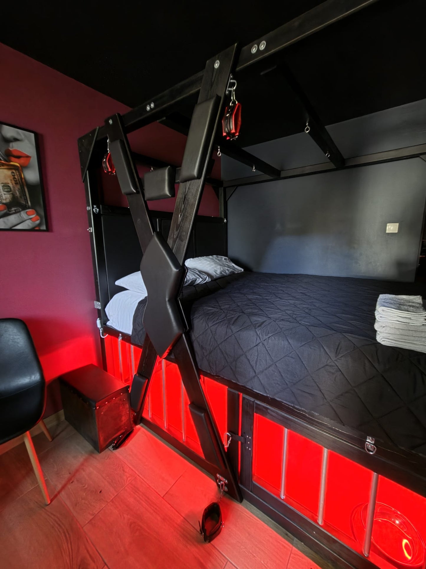 Luxury BDSM Cage Bed – Solid Pine, St. Andrew’s Cross - BDSMWoody