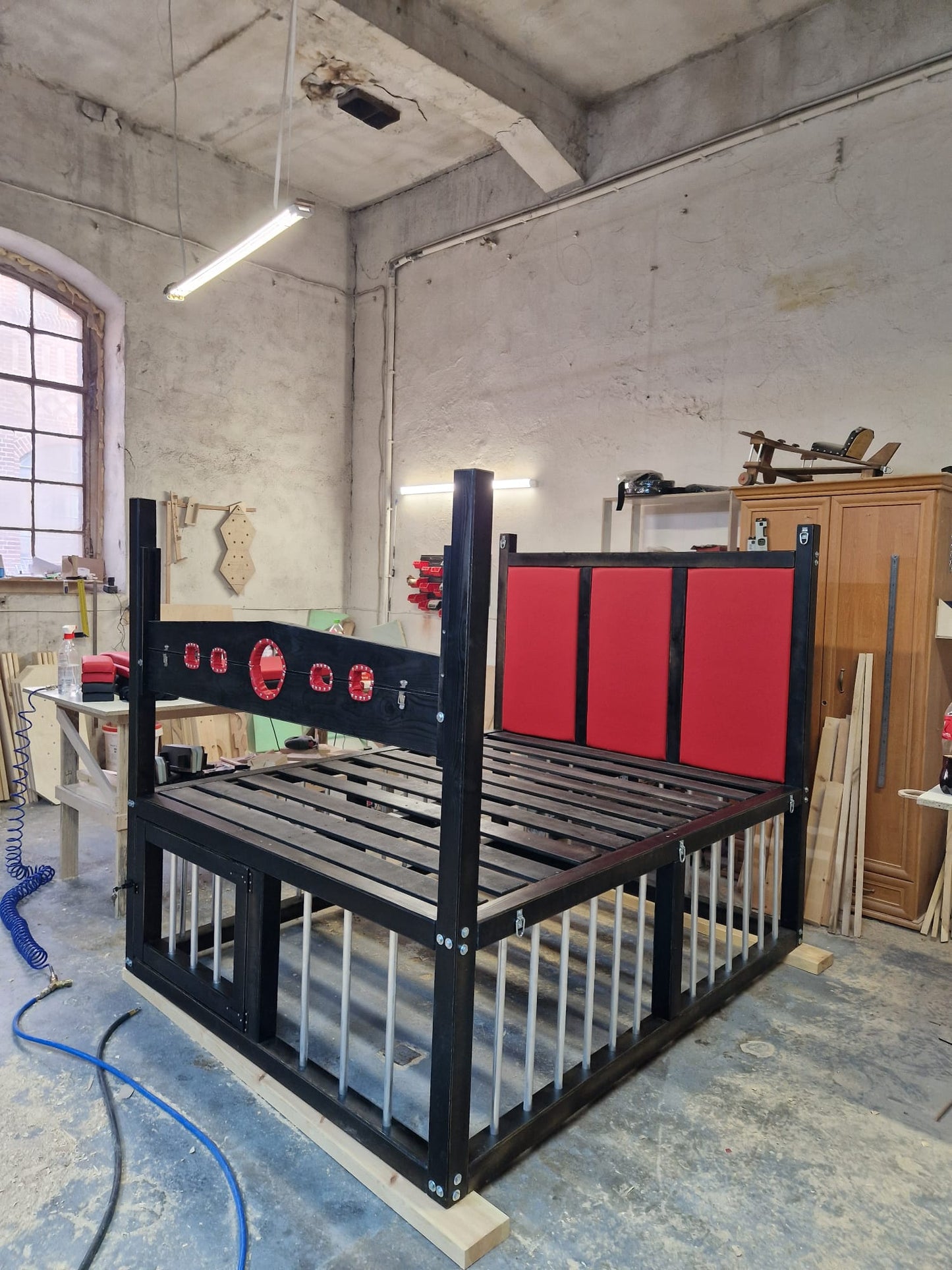BDSM Wooden Bed with Cage – Solid Wood, Custom Sizes - BDSMWoody