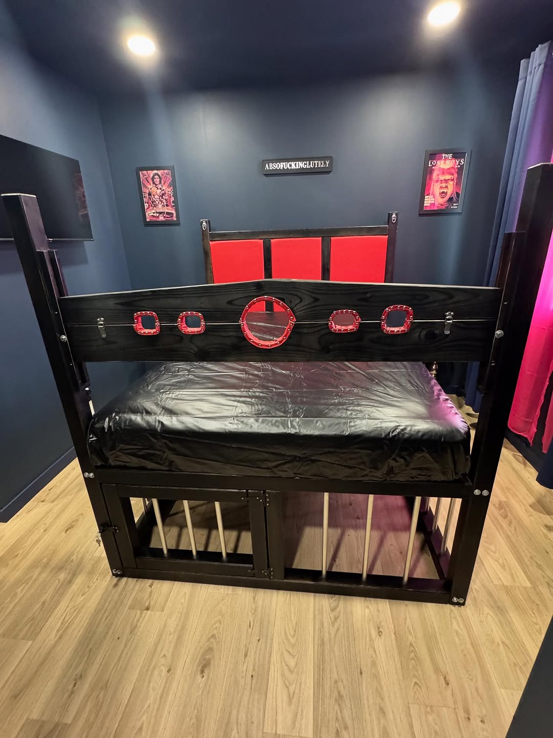 BDSM Wooden Bed with Cage – Solid Wood, Custom Sizes - BDSMWoody