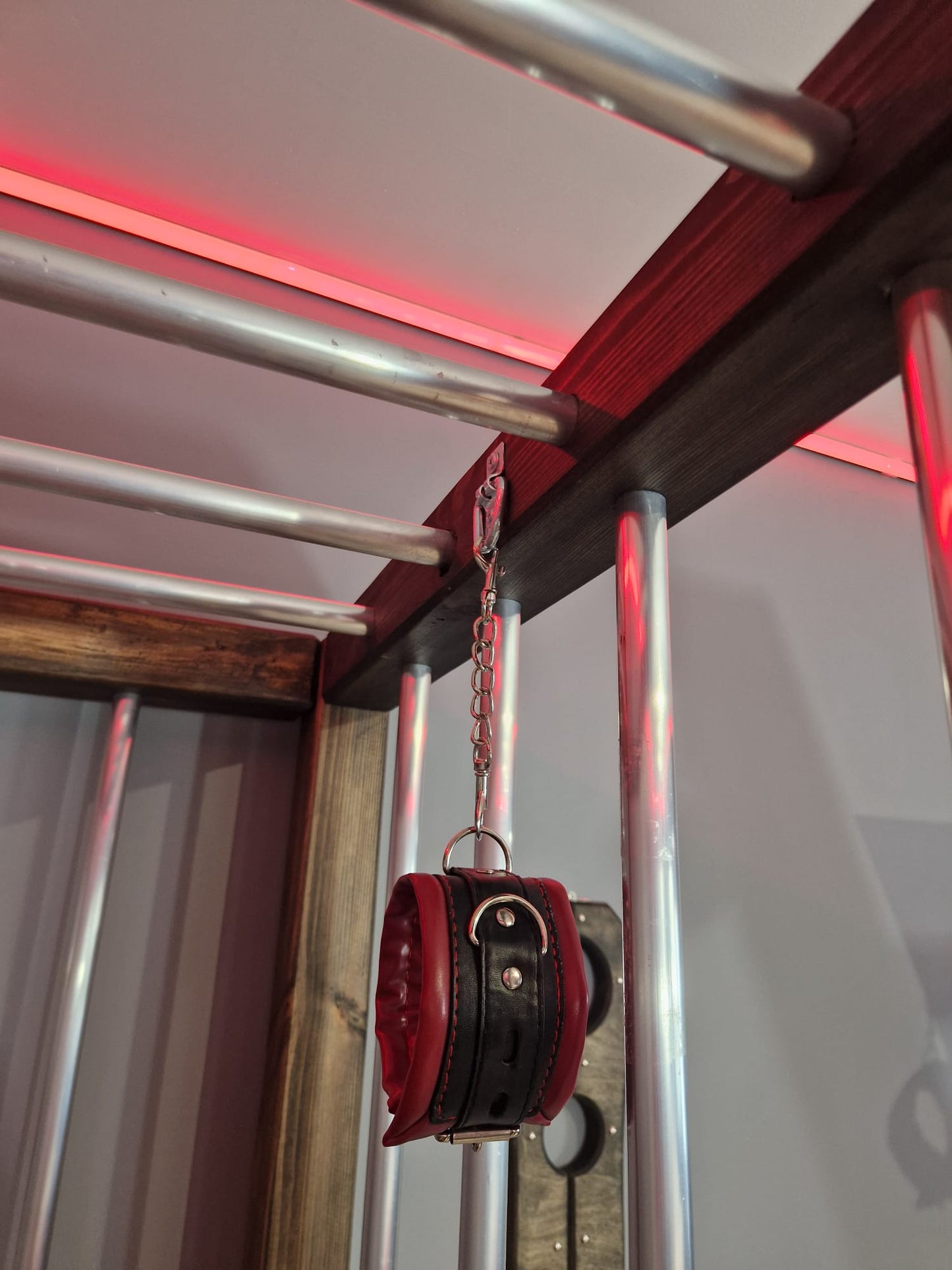 Wooden Vertical Cage with Lockable Door – Pine & Metal Bars - BDSMWoody