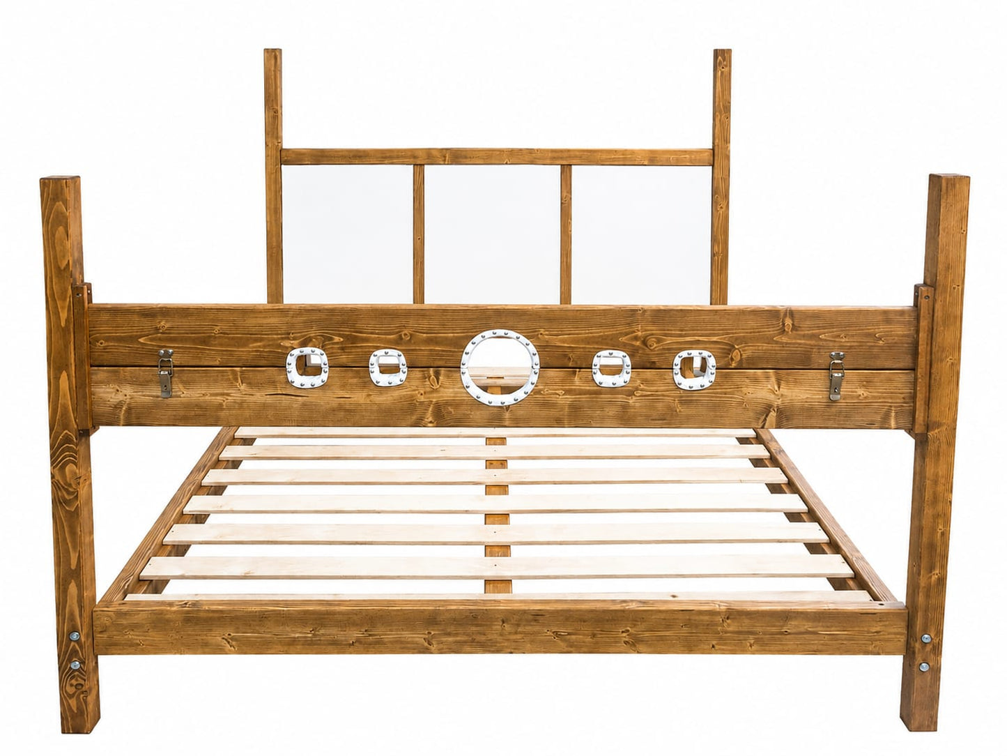 Solid Pine Bondage Bed with Adjustable Cuffs & Hidden Design - BDSMWoody