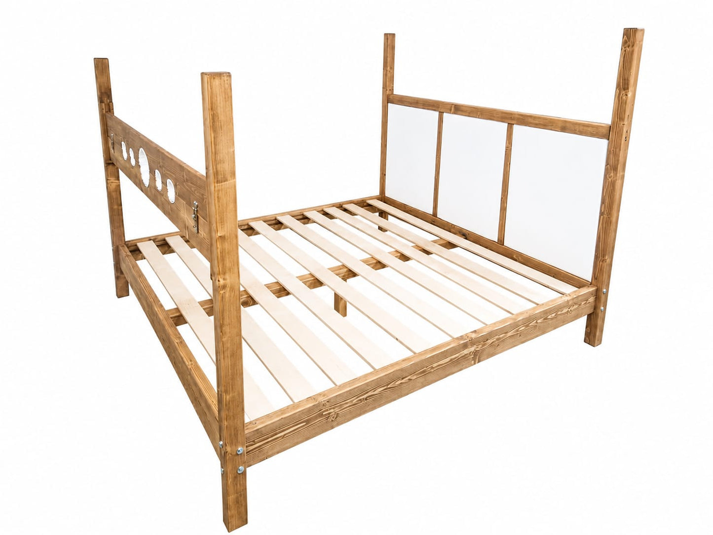 Solid Pine Bondage Bed with Adjustable Cuffs & Hidden Design - BDSMWoody