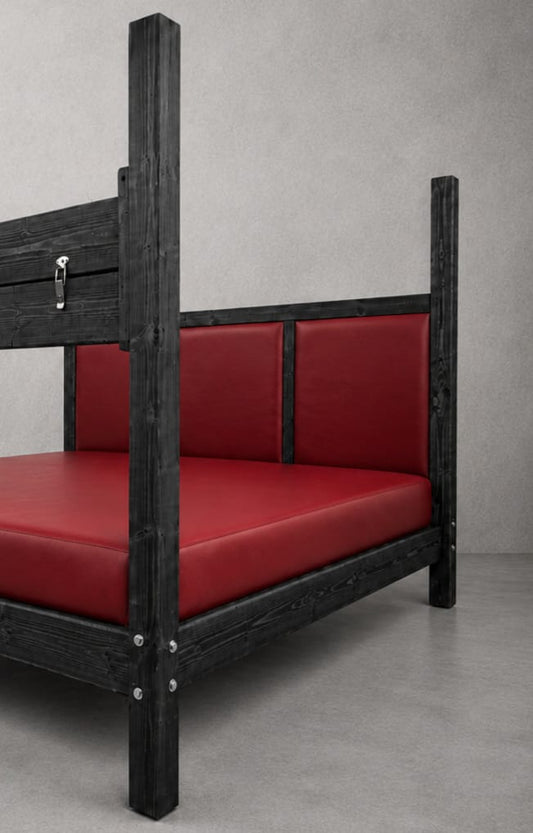 Solid Pine Bondage Bed with Adjustable Cuffs & Hidden Design - BDSMWoody