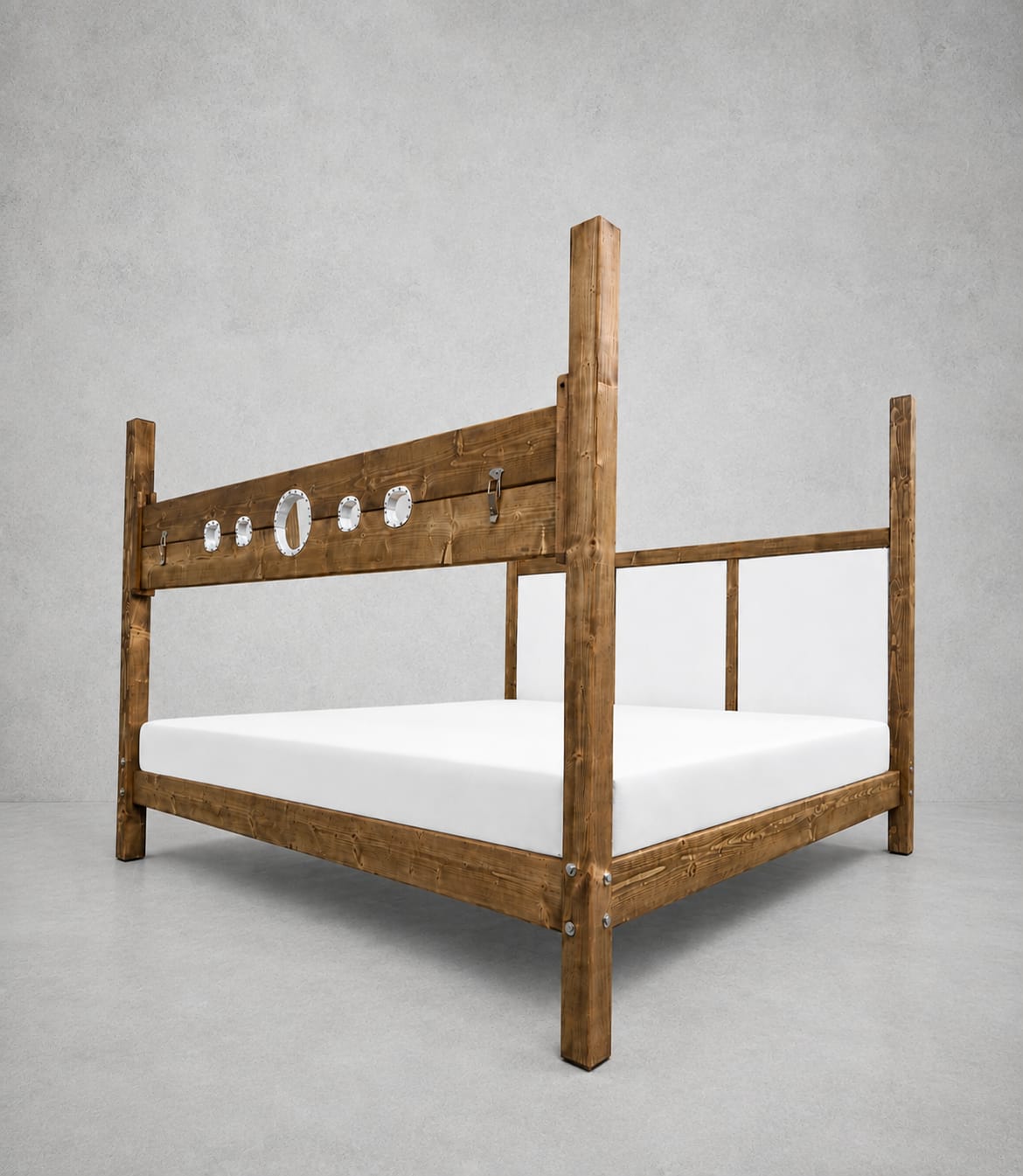 Solid Pine Bondage Bed with Adjustable Cuffs & Hidden Design - BDSMWoody