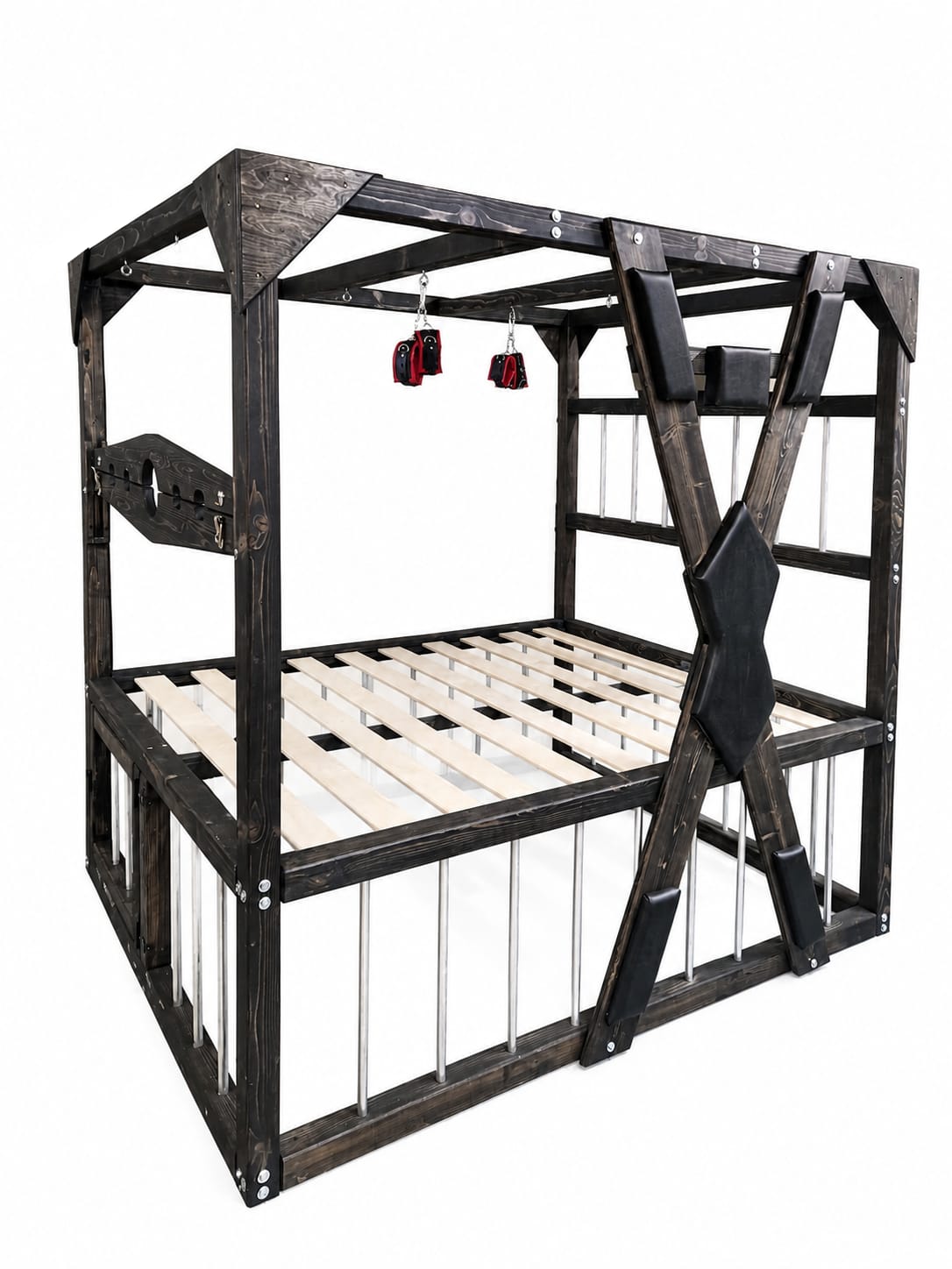 pine bondage furniture, removable St Andrews Cross, fetish furniture