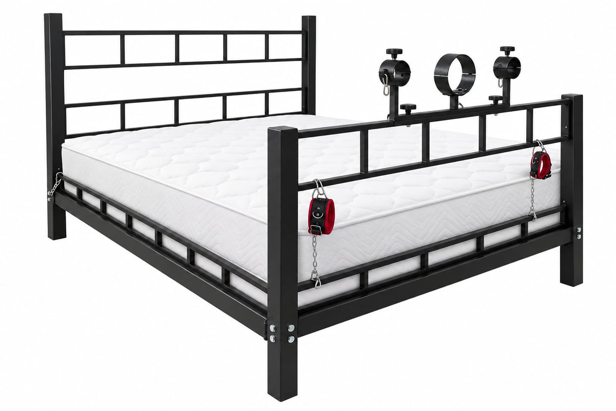 Luxury BDSM bed handmade from solid wood and steel